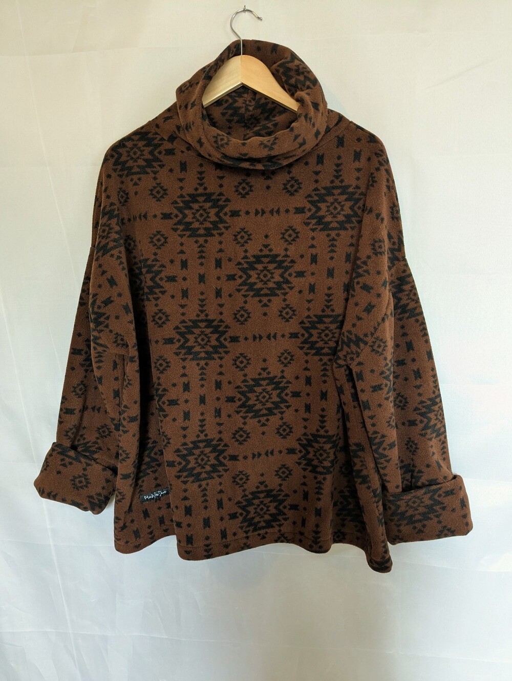 ​Mandy Lee Dawe Designer Fleece Funnel Neck Sweater Pullover Southwestern 3X 24